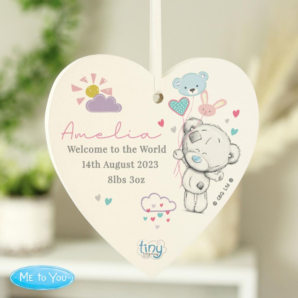 Personalised Tiny Tatty Teddy Dream Big Pink Wooden Decoration Extra Image 1